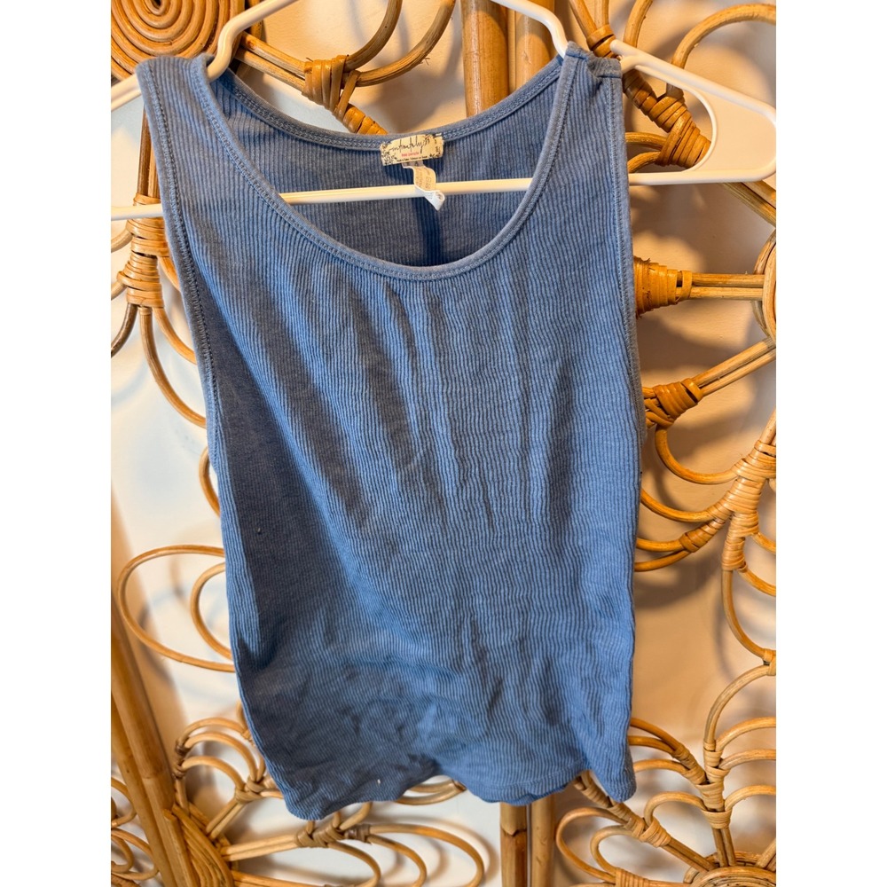 Intimately Free People Ribbed Tank Top Dusty Blue‎ Scoop Neck XS/S OB623348